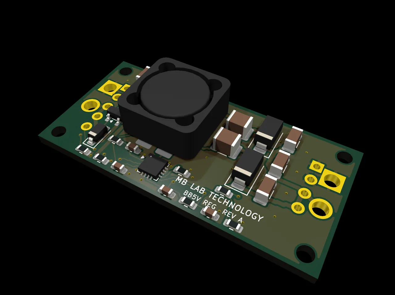 The BB5V carrier - a drop-in footprint for the regulator module, with the input and output terminals brought out.
